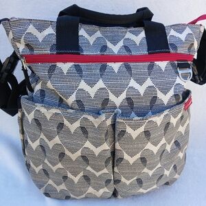 Skip Hop Duo Signature Bag Black & White Hearts Red Shoulder Bag Stroller Straps